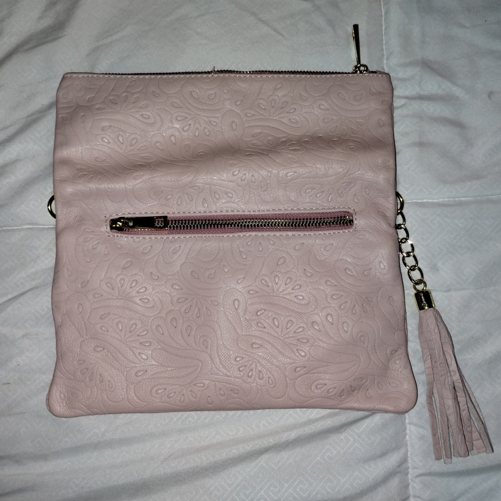 Elegant Pink Embossed Italian Leather